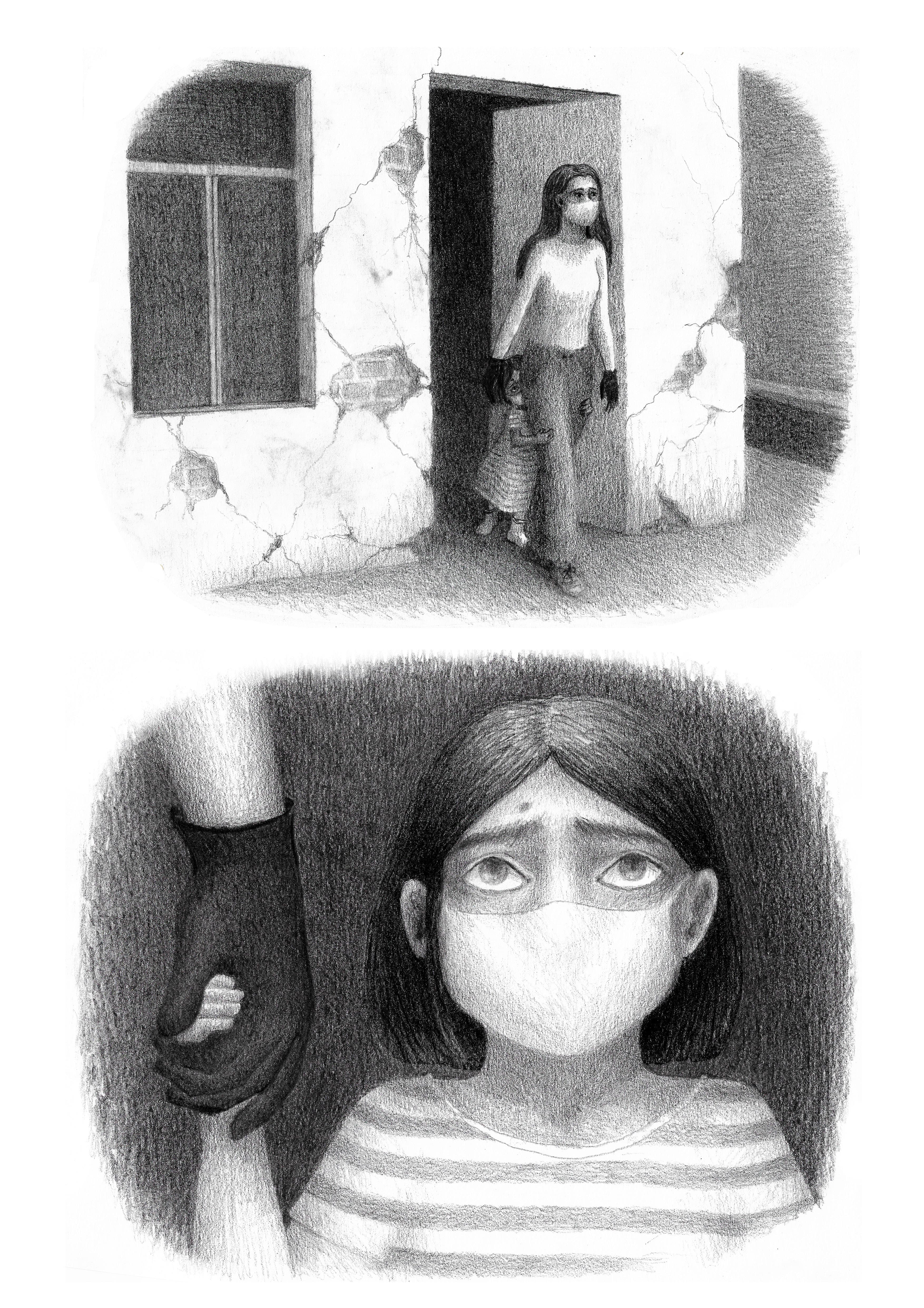 Illustration of Luna Olivier, from her project Corona. Page 3