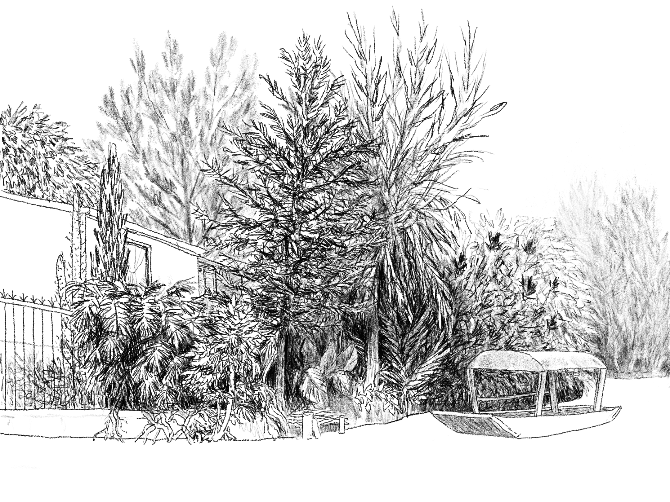 Illustration of Luna Olivier, from her project Décors. A decor for animation, showing a river.