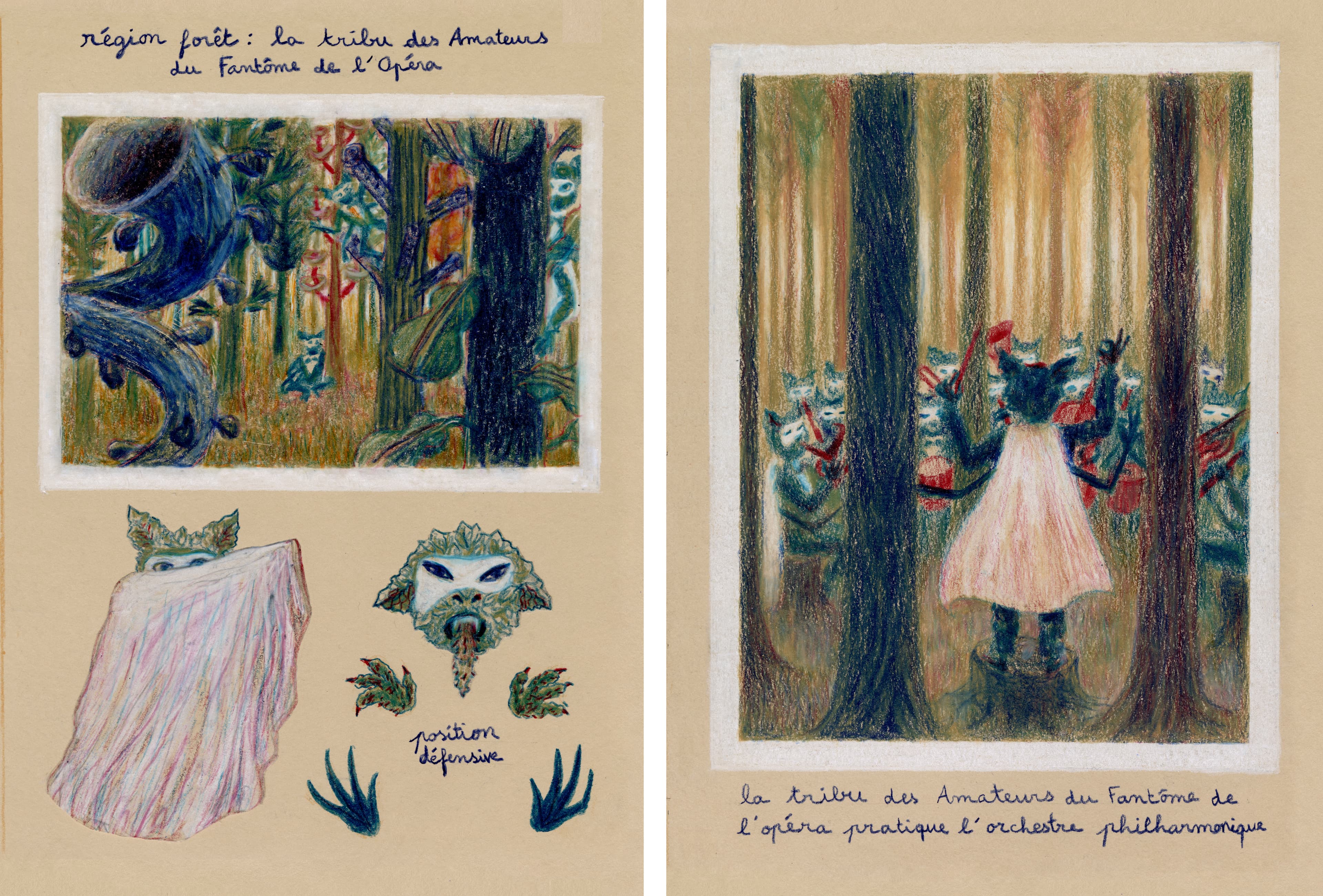 Illustration of Luna Olivier, from her project L'île du Son. Scan of pages